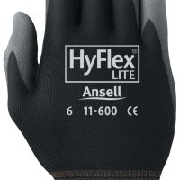 HYFLEX 11-600 BLK LT WGHT ASSEMB PU/COAT SZ 7-ANSELL HEALTHCA-012-11-600-7-BK