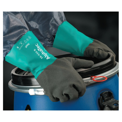 ALPHATEC 58530B SZ 9 CHEM REST GRN/DRK GRY 12"-ANSELL HEALTHCA-012-58-530B-090