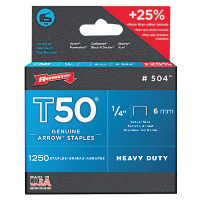 50014 T50 1/4" STAPLE1250/PK .050 WIRE-ARROW FAST *091-091-504