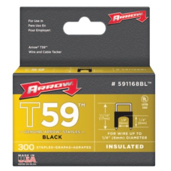 1/4" INSULATED STAPLE BLACK 300/BOX-ARROW FAST *091-091-591168BL
