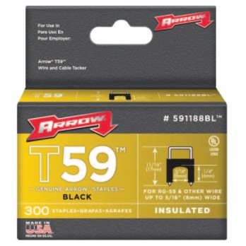 1/4"X 5/16" INSULATED STAPLE BLACK 300/BOX-ARROW FAST *091-091-591188BL