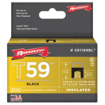 5/16"X 5/16" INSULATED STAPLE BLK 300/BOX-ARROW FAST *091-091-591189BL