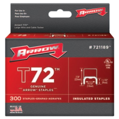 T72 INSULATED FASTENER WIRE TACKER PK/300-ARROW FAST *091-091-721189
