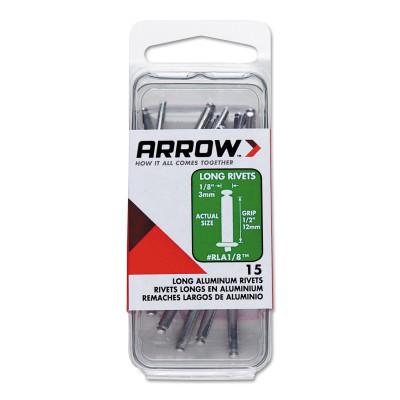 (100/PC) LONG 1/8 ALUMINUM RIVET-ARROW FAST *091-091-RLA1/8IP