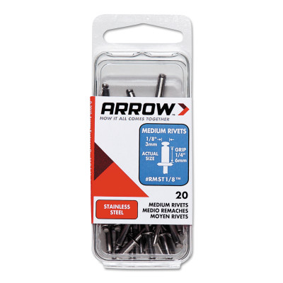 MEDIUM 5/32 STAINLESS RIVET-ARROW FAST *091-091-RMST5/32