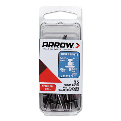 (25/PC) SHORT 1/8 STEELRIVET-ARROW FAST *091-091-RSS1/8