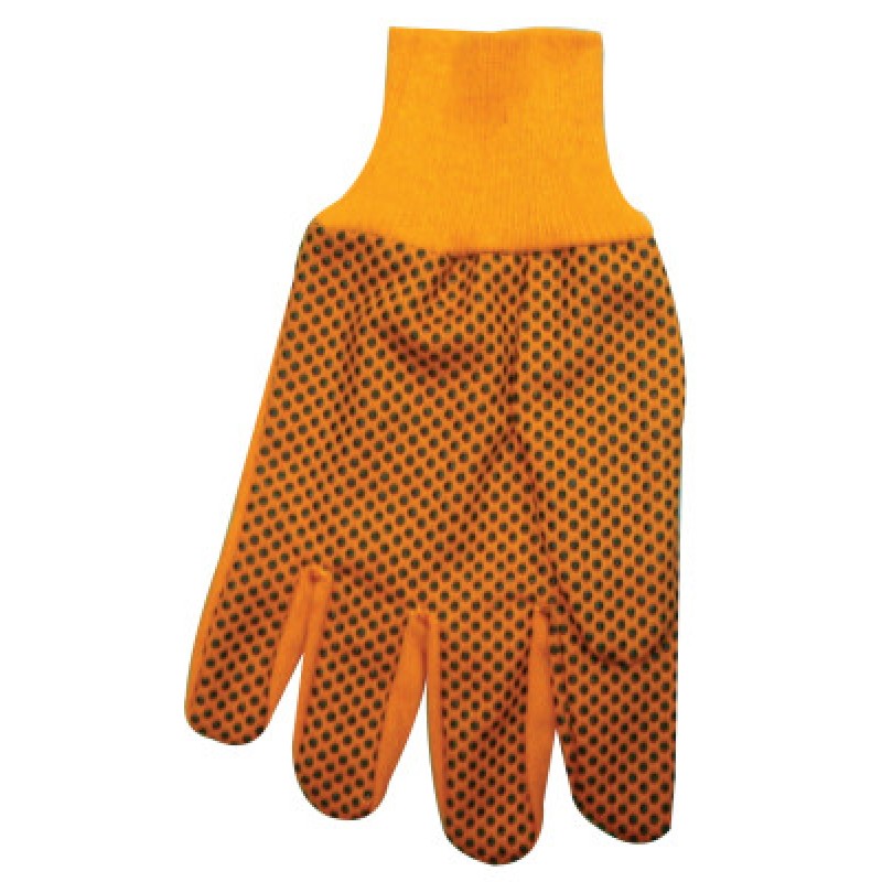 10 OZ HI-VIS ORANGE PLASTIC DOT CANVAS GLOVE-ORS NASCO-101-1040