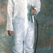 SBP WHITE COVERALL ZIPPER FRONT- COLLAR-PROTECTIVE INDU-813-3500/L