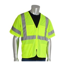 MESH VEST  4 POCKETS  ZIPPER  2IN. TAPE  LY-PROTECTIVE INDU-112-303-MVGZ4P-LY/L