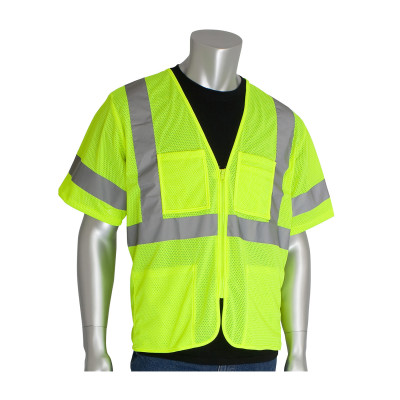 MESH VEST  4 POCKETS  ZIPPER  2IN. TAPE  LY-PROTECTIVE INDU-112-303-MVGZ4P-LY/S