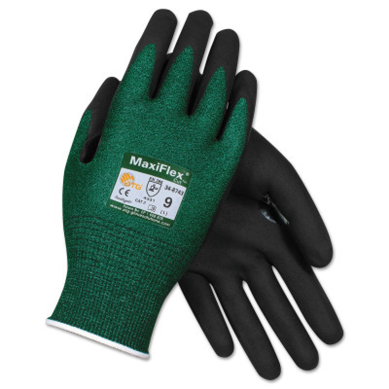 MAXIFLEX CUT  GRN ENG YARN  BLK NIT MIC  A2/EN3-PROTECTIVE INDU-112-34-8743/XL