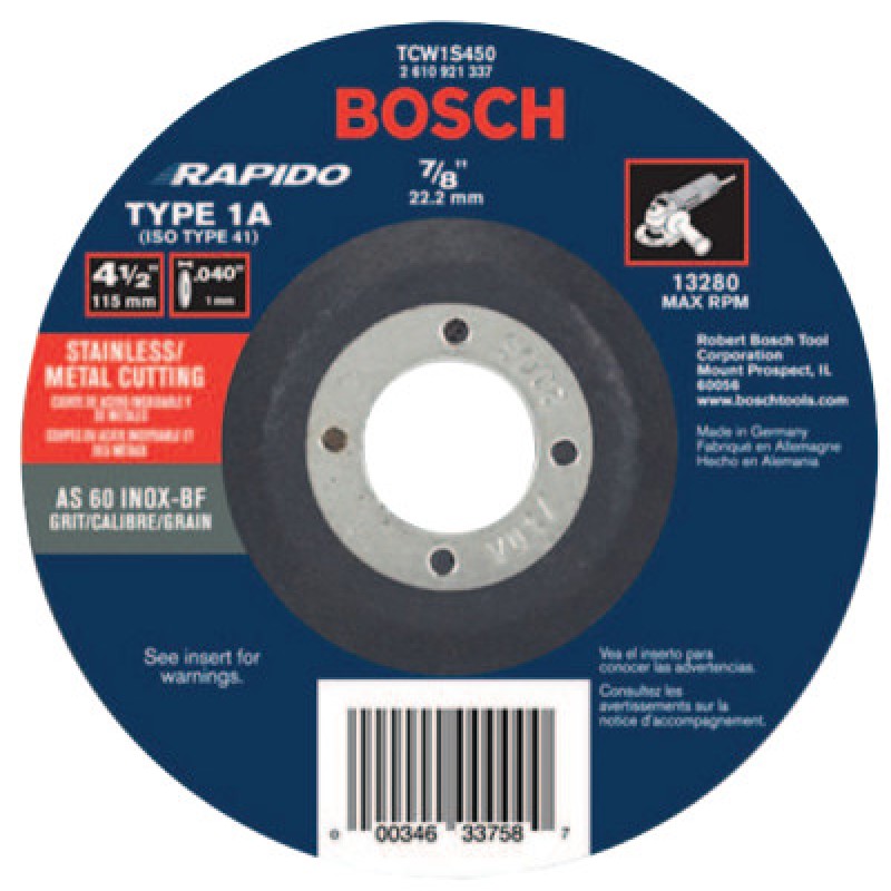 4-1/2X.040X7/ 8 TP1 THINCUTTING DISC (BX/25)-BOSCH/SKILL ***-114-TCW1S450