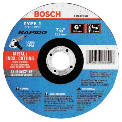 6X1/16X7/8 TP1 THIN CUTTING DISC (BX/25)-BOSCH/SKILL ***-114-TCW1S600