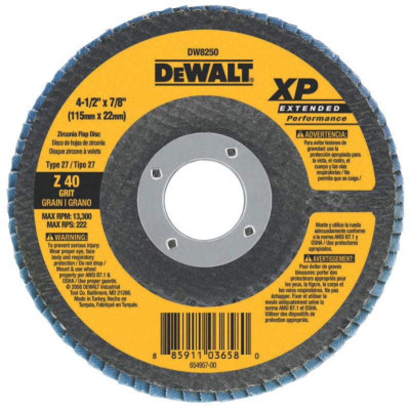 4-1/2" X 7/8" Z40 T27 XPFLAP DISC-BLACK&DECKER-115-DW8250