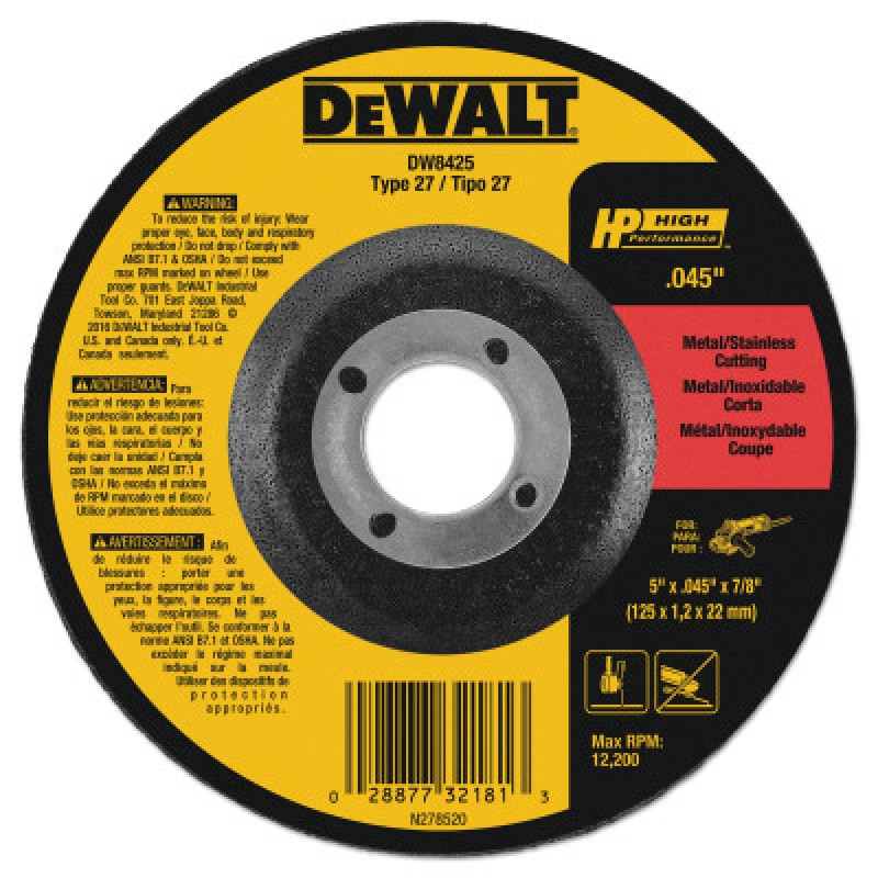 5"X.045"X7/8" THIN CUTTING WHEEL DCW-BLACK&DECKER-115-DW8425