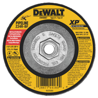 4 1/2IN X 1/8IN X 5/8IN11 ZIRONCIA ABRASIVES-BLACK&DECKER-115-DW8807