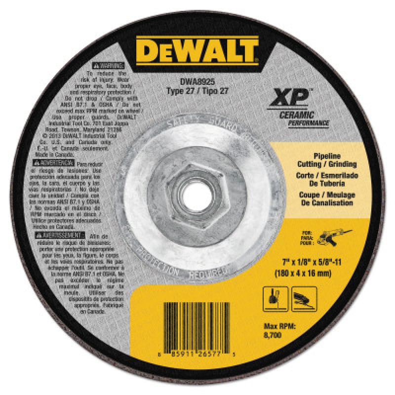7" X 1/8" X 5/8"-11 CERAMIC ABRASIVE-BLACK&DECKER-115-DWA8925