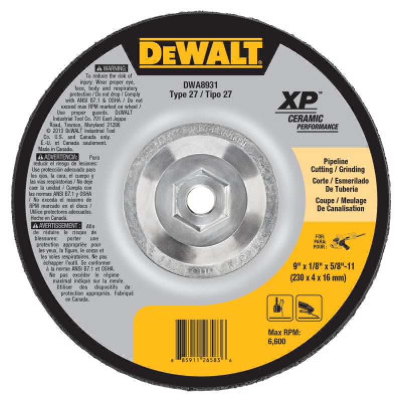 9" X 1/8" X 5/8"-11 CERAMIC ABRASIVE-BLACK&DECKER-115-DWA8931