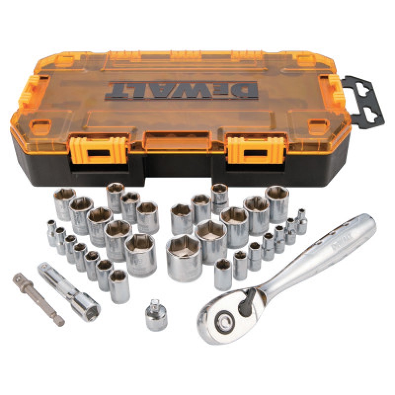 TOUGH BOX TOOL KIT  1/4"& 3/8" DRIVE SOCKET SET-BLACK&DECKER-115-DWMT73804