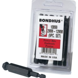 BHX9MM 9PC. 3" METRIC BALLDRIVER POWER BIT S-BONDHUS *116*-116-10899