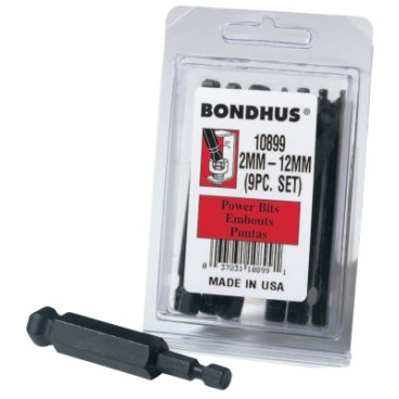 BHX9MM 9PC. 3" METRIC BALLDRIVER POWER BIT S-BONDHUS *116*-116-10899