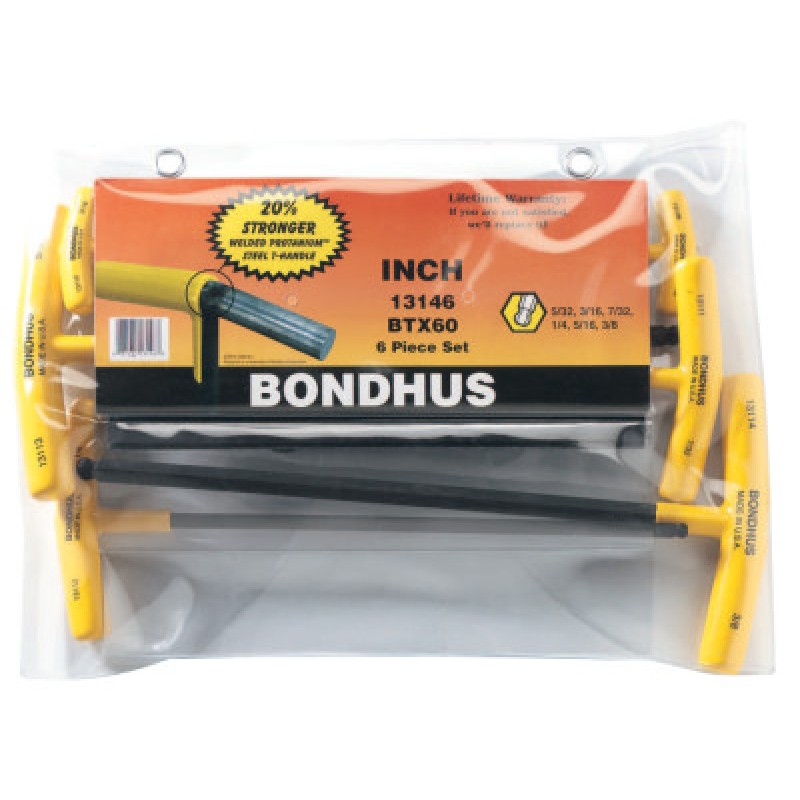 BTX 60 6PC. T-WRENCH HEXSET BALLDRIVER-BONDHUS *116*-116-13146