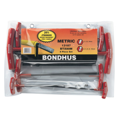 BTX 80MM 8PC. T-HANDLE HEX SET BALLDRIVER-BONDHUS *116*-116-13187