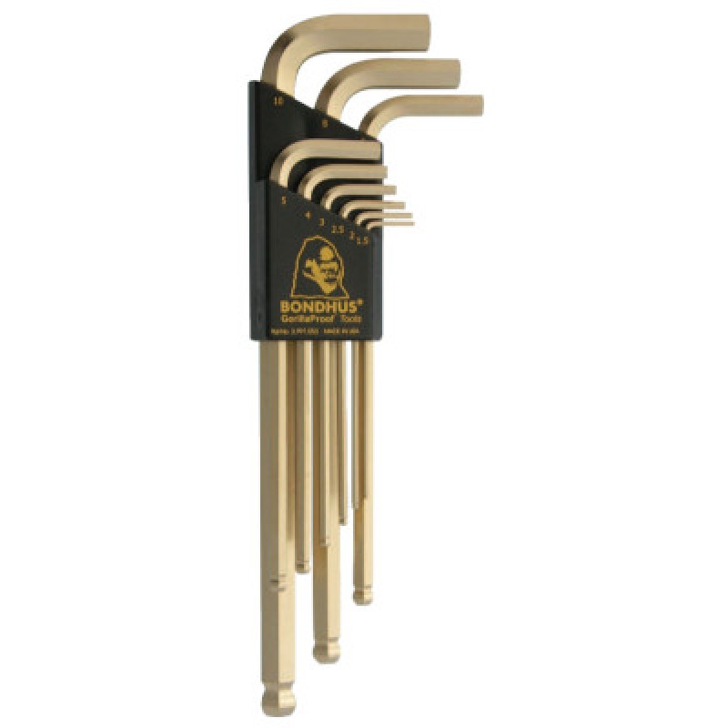 9 PIECE GOLD GUARD BALLDRIVER L WRENCH SET-BONDHUS *116*-116-38099