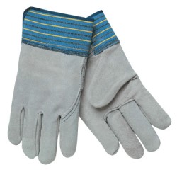 LARGE FULL LEATHER BACKGLOVE BLUE FABRIC-MCR SAFETY-127-1417A