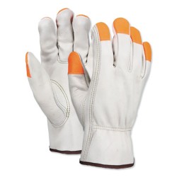 IND GR COWHIDE GRAIN DRIVER LG W/HI-VIZ ORG F-MCR SAFETY-127-3213LCHVSP
