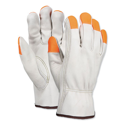 IND GR COWHIDE GRAIN DRIVER LG W/HI-VIZ ORG F-MCR SAFETY-127-3213LCHVSP