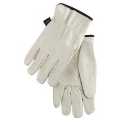 RED FLEECE LINED LEATHERGRAIN GLOVE CREAM-MCR SAFETY-127-3250L