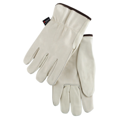 RED FLEECE LINED LEATHERGRAIN GLOVE CREAM-MCR SAFETY-127-3250L