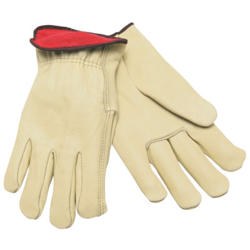 RED FLEECE LINED LEATHERGRAIN GLOVE CREAM COLOR-MCR SAFETY-127-3250M