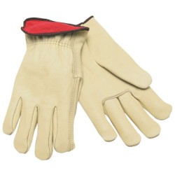 RED FLEECE LINED LEATHERGRAIN GLOVE CREAM COLOR-MCR SAFETY-127-3250XL
