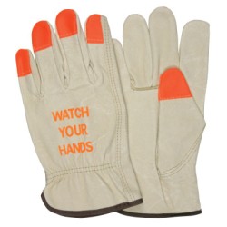 PIG DRIVER  HI VIS TIPS "WATCH YOUR HANDS" LOGO-MCR SAFETY-127-3413HVIL