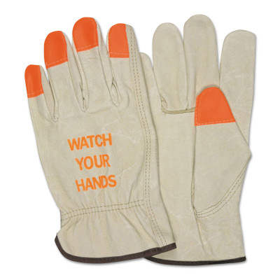 PIG DRIVER  HI VIS TIPS "WATCH YOUR HANDS" LOGO-MCR SAFETY-127-3413HVIS
