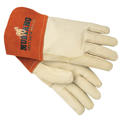 GRAIN LEATHER GAUNTLET CUFF SEWN W/KEVL-MCR SAFETY-127-4950M