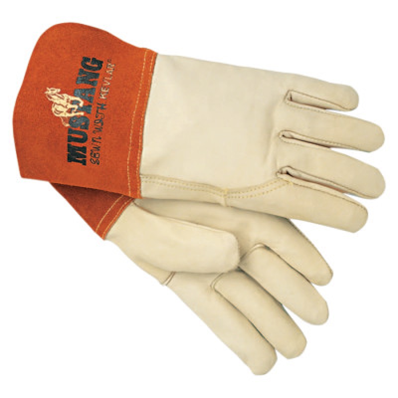 GRAIN LEATHER GAUNTLET CUFF SEWN W/KEVL-MCR SAFETY-127-4950M