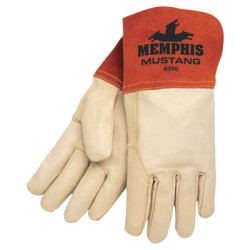 GRAIN LEATHER-GAUNTLET CUFF SEWN W/KEVL-MCR SAFETY-127-4950S