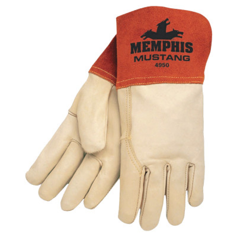 GRAIN LEATHER-GAUNTLET CUFF SEWN W/KEVL-MCR SAFETY-127-4950S