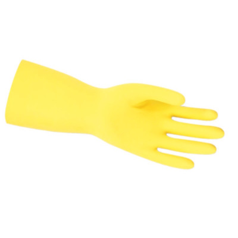 SIZE 9-1/2 YELLOW FLOCKLINED LATEX GLOVE .018-MCR SAFETY-127-5290