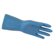 SIZE 9-1/2 BLUE FLOCK LINED LATEX GLOVE 18 MIL-MCR SAFETY-127-5290B