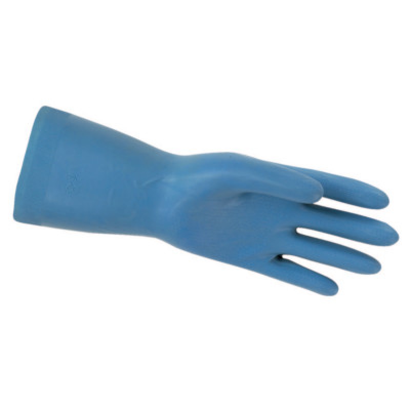 SIZE 9-1/2 BLUE FLOCK LINED LATEX GLOVE 18 MIL-MCR SAFETY-127-5290B