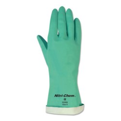 SIZE 7 MEDIUM FLOCK LINED GLOVE GREEN NITRILE-MCR SAFETY-127-5337S