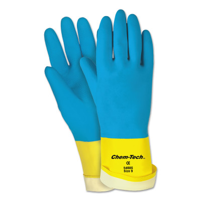 MED. BLUE NEOPRENE OVERYELLOW LATEX 28MIL-MCR SAFETY-127-5408S