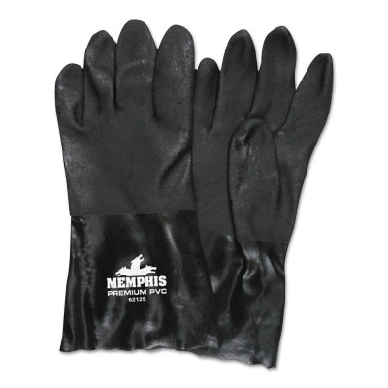 DOUBLE-DIPPED PVC BLACKGLOVES ROUGH FINIS-MCR SAFETY-127-6212S