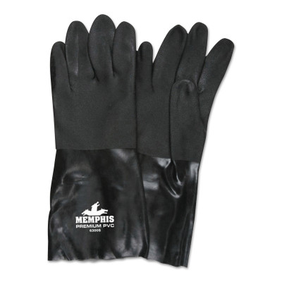 DOUBLE-DIPPED PVC BLACKGLOVES ROUGH FINIS-MCR SAFETY-127-6300S