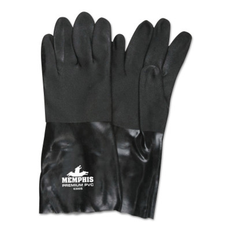 DOUBLE-DIPPED PVC BLACKGLOVES ROUGH FINIS-MCR SAFETY-127-6300S