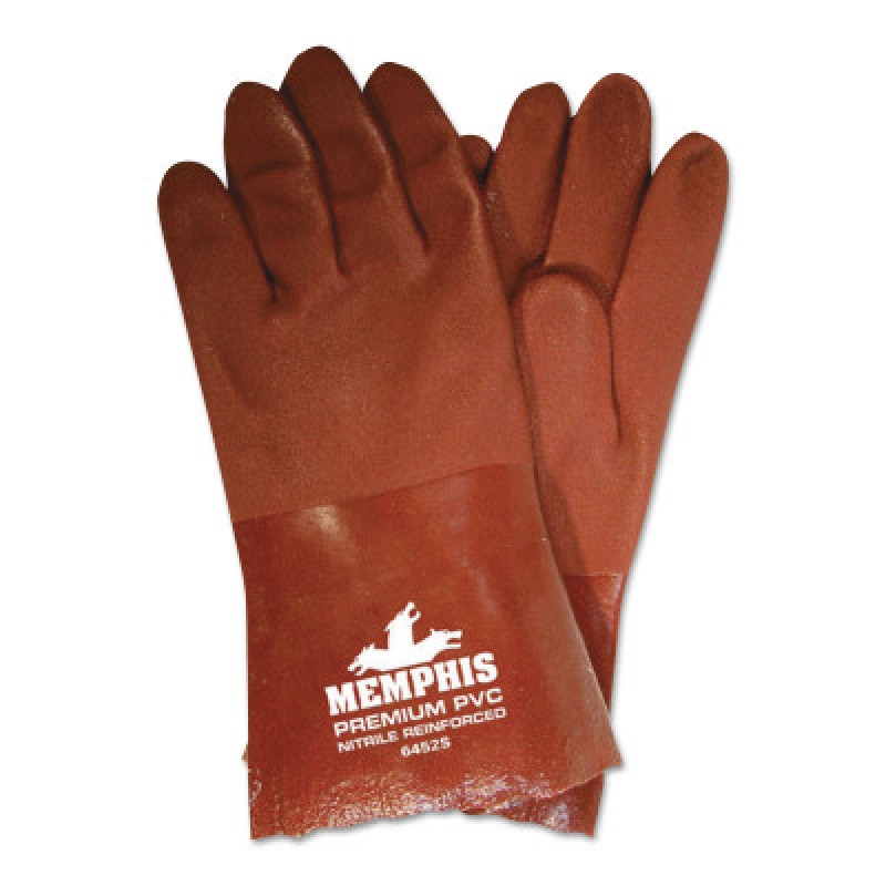 12" GAUNTLET PVC BLEND-RED GLOVES ROUGH FINIS-MCR SAFETY-127-6452S